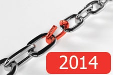 A link in a chain breaking. Year 2014 presented to one side.