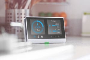 Smart home device on a kitchen counter
