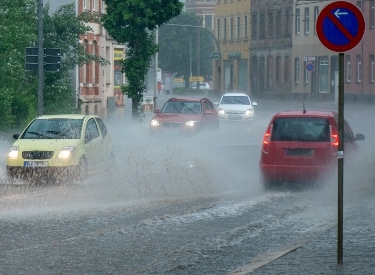 Flooding of the road-heavy rain