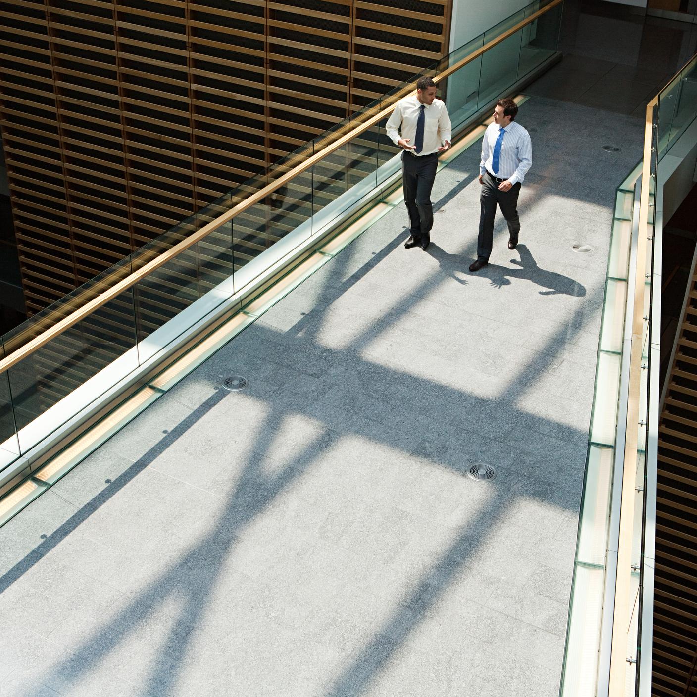 Government - businessmen on office walkway