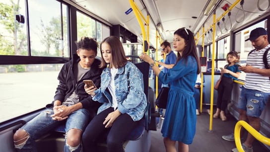 Young people travelling in a bus