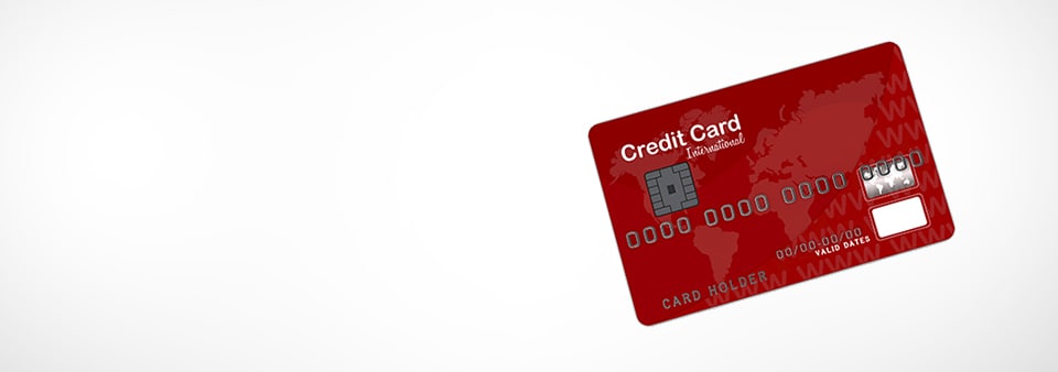 Red bank card on white background