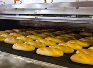 Bread in the industrial oven