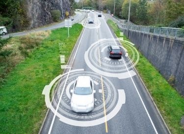 Vehicles driving on road