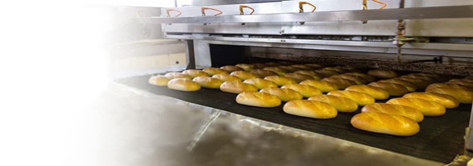 Bread in the industrial oven