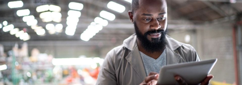 man on tablet