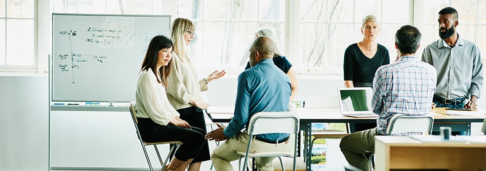 People discussing in a meeting room