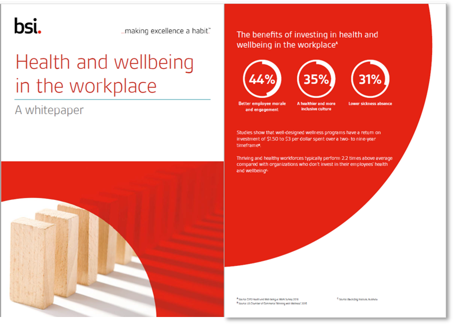 ISO 45001 Health and wellbeing in the workplace