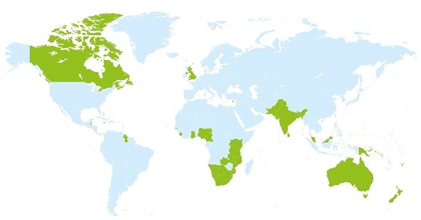 Map of Commonwealth countries Map of Commonwealth countries
