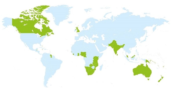 Map of Commonwealth countries