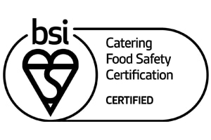 BSI Mark of trust with the words catering - Food safety certification