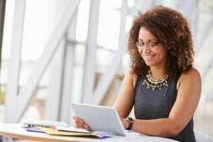 Woman using laptop