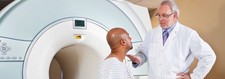 Doctor consult a patient before MRI scan