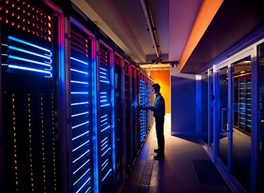 man in a data centre