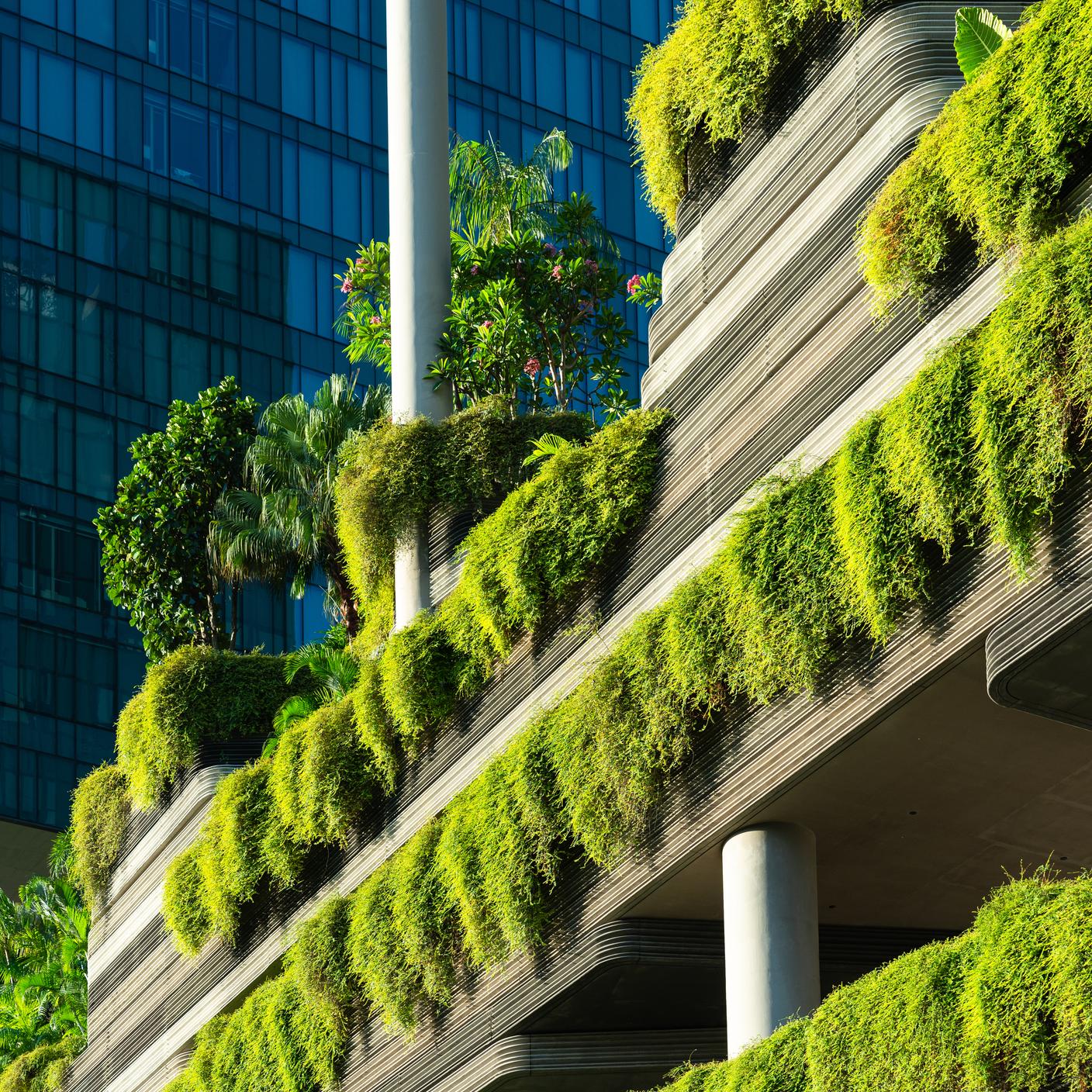 Green building with vertical garden in Singapore