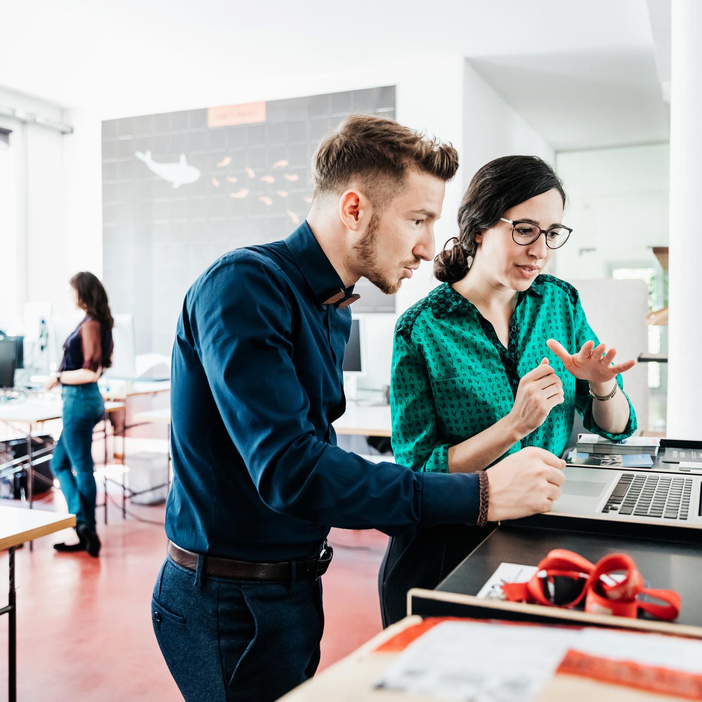 Consultant providing guidance on how to improve workplace