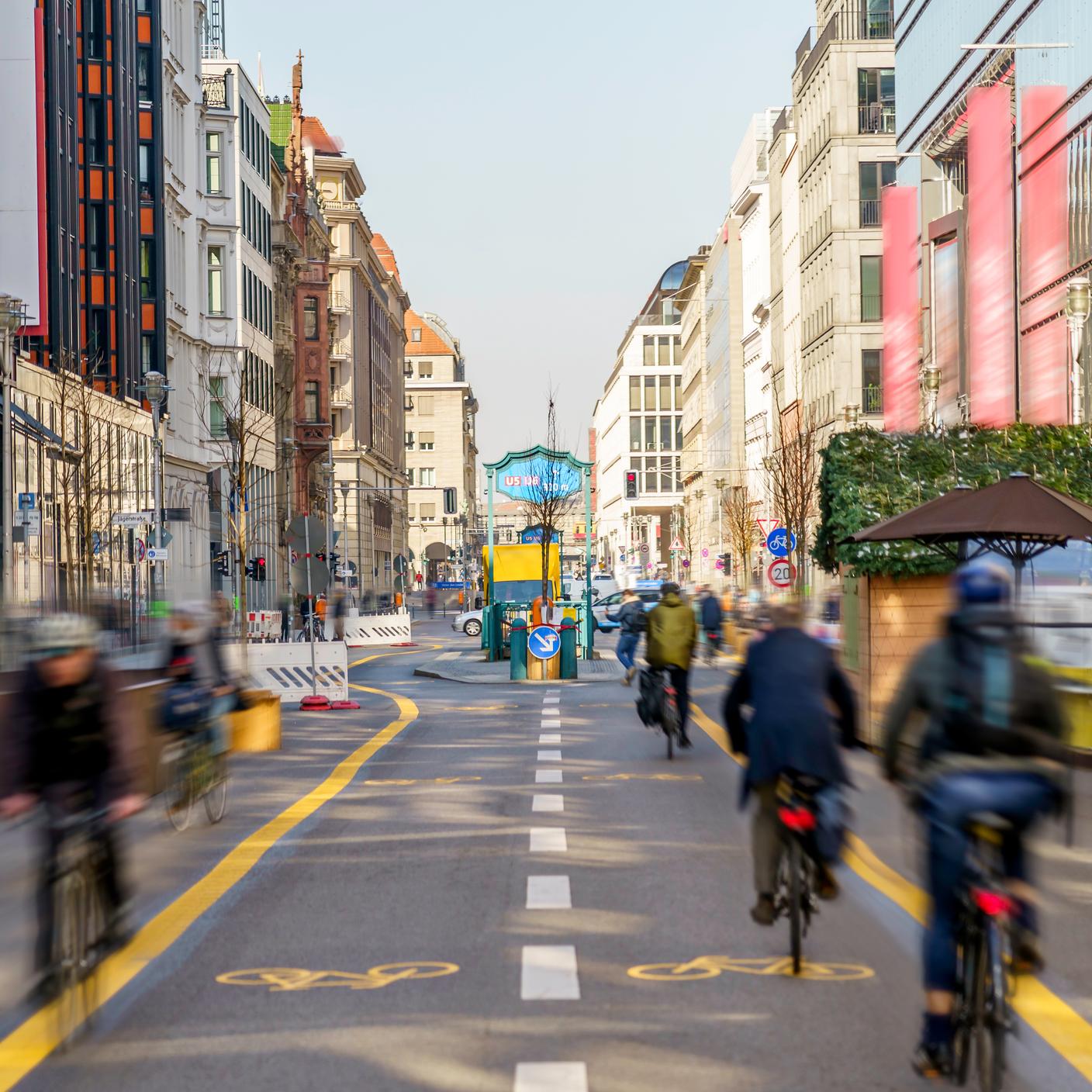 Sustainability in the built environment - bikes in streets of Berlin