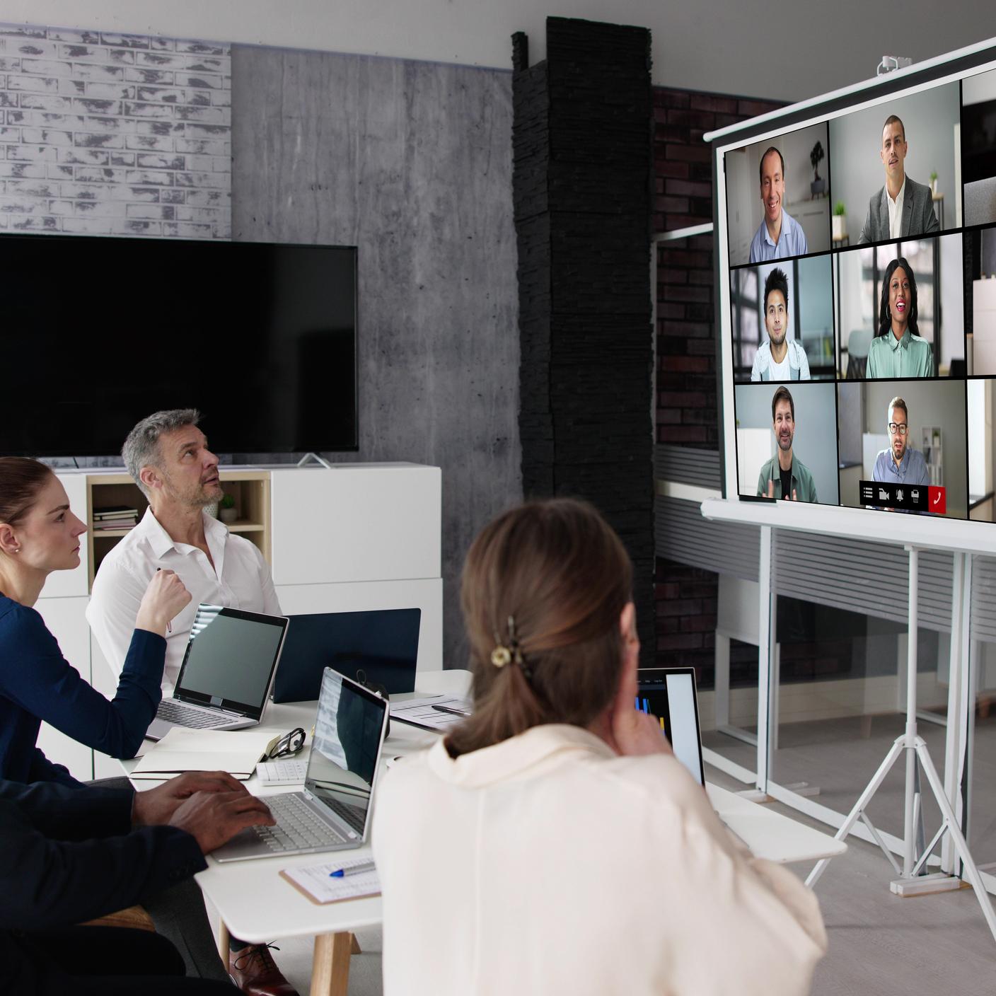 Video conference in office room