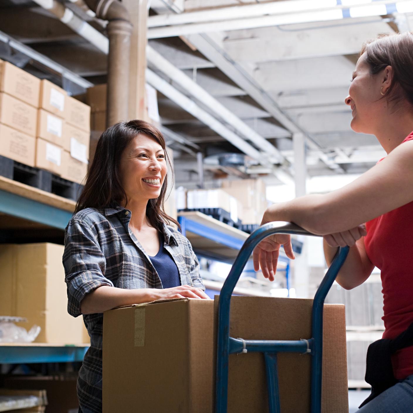 Colleagues in warehouse