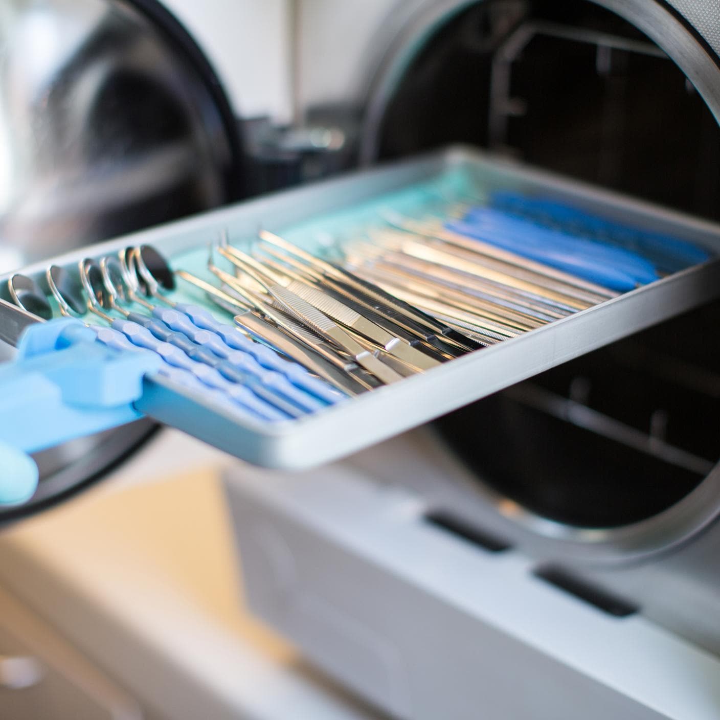 Medical devices on a tray