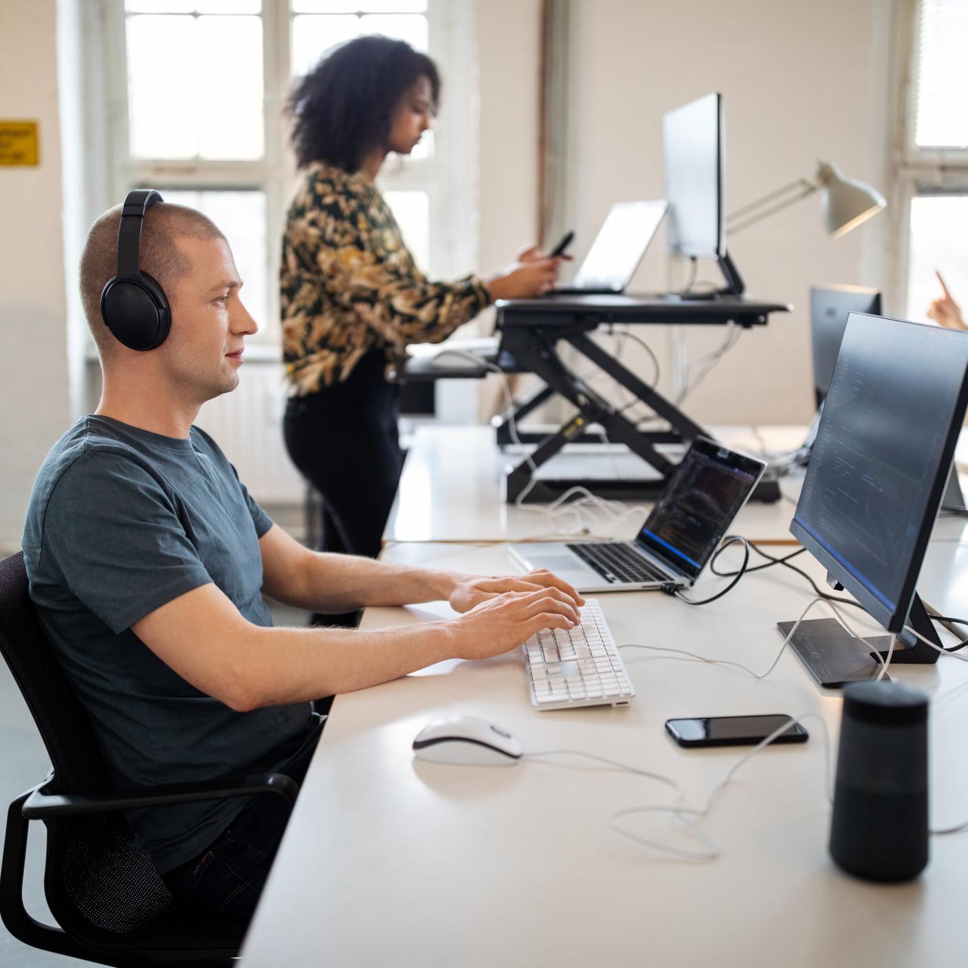 Man working at a laptop 
