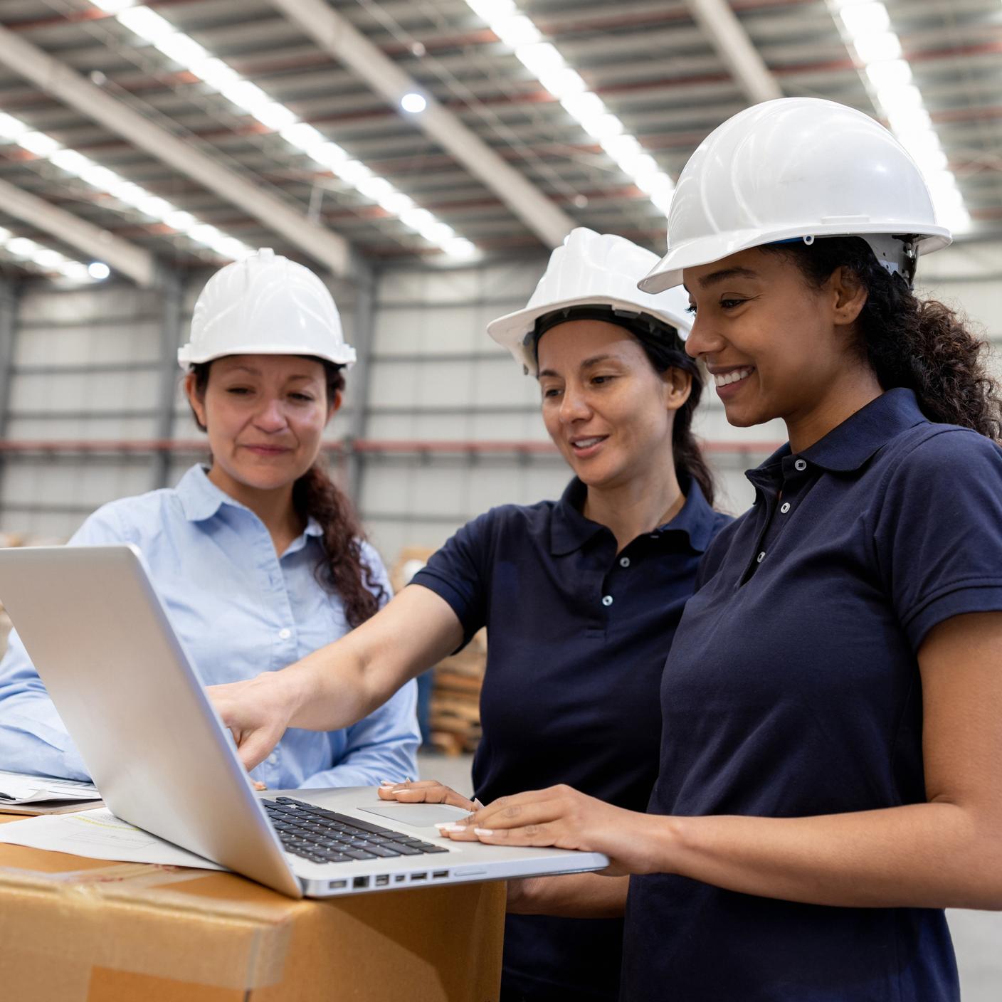 Team of women working at a distribution warehouse 