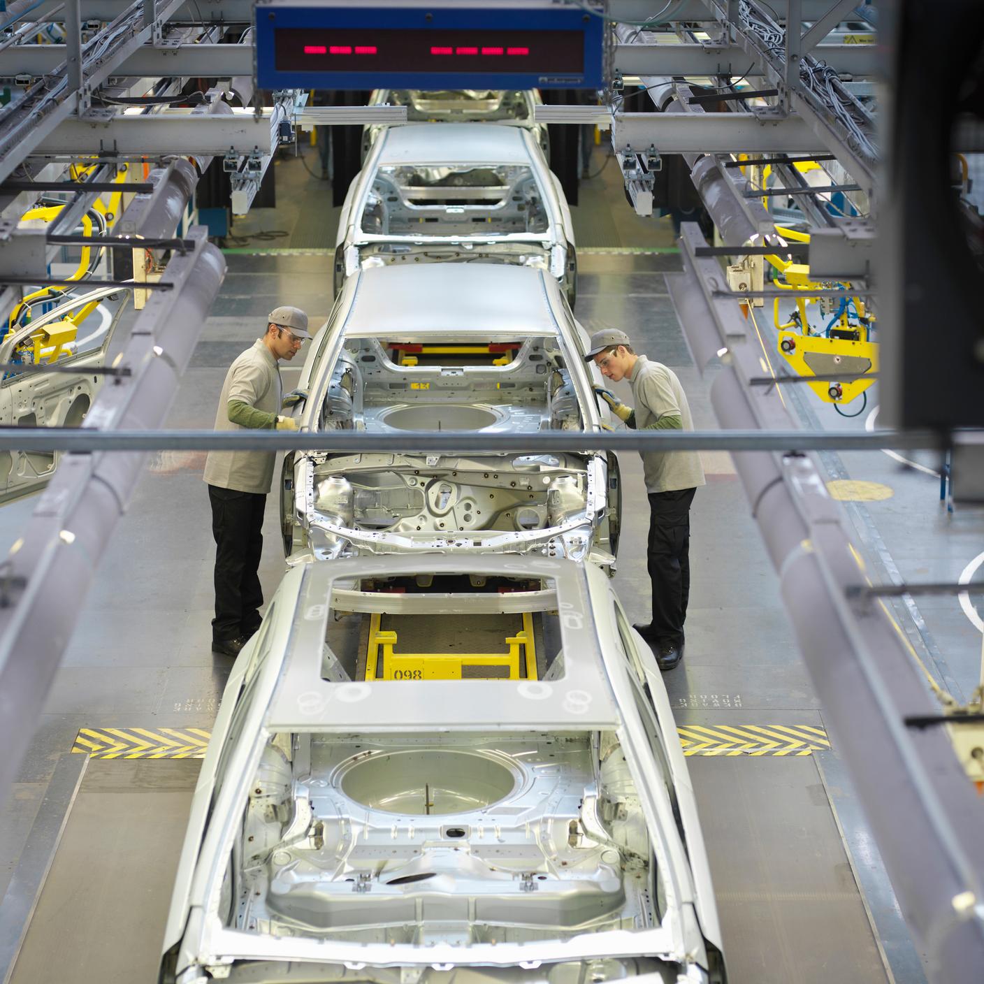 Car Plant Workers On Production Line, North England