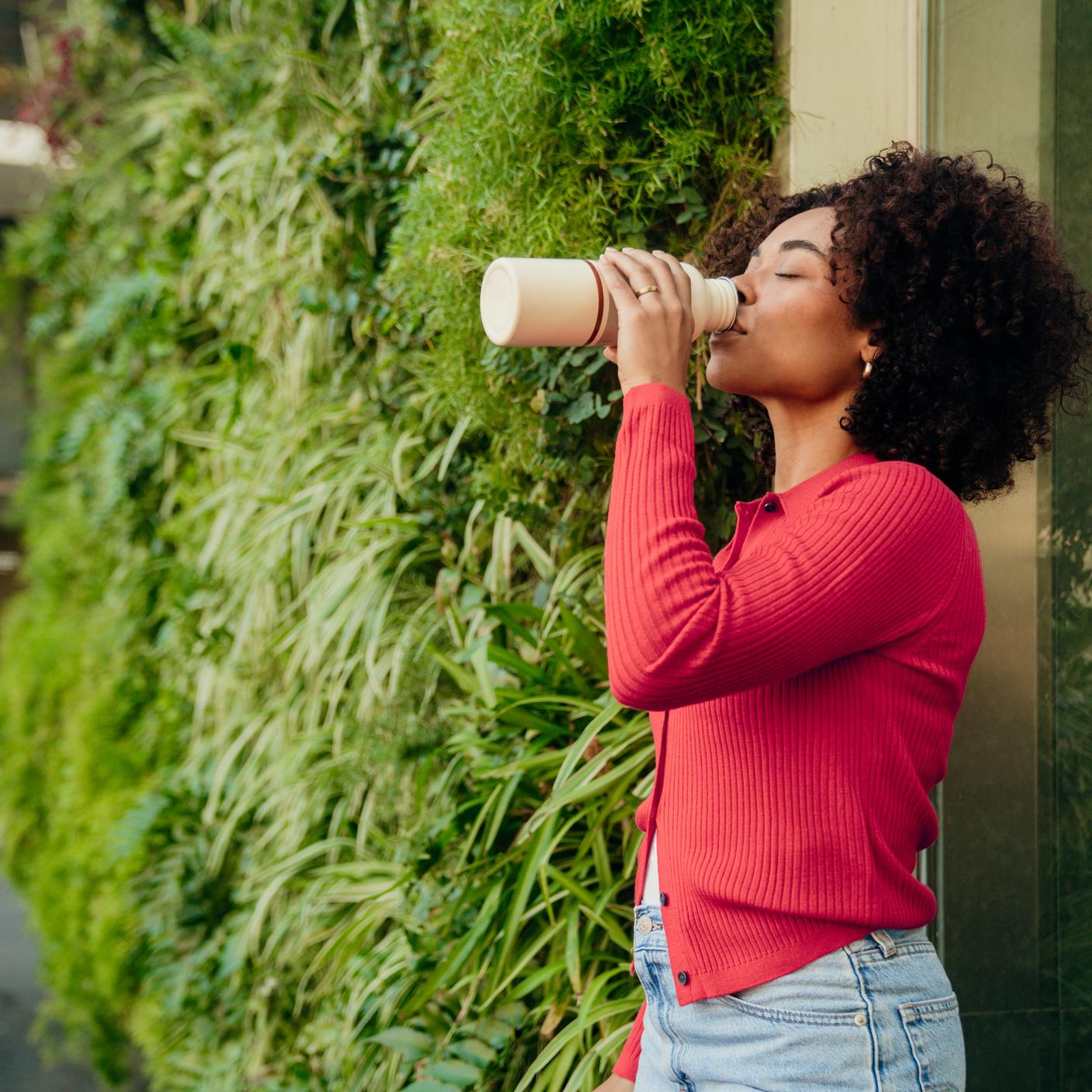 A woman drinking