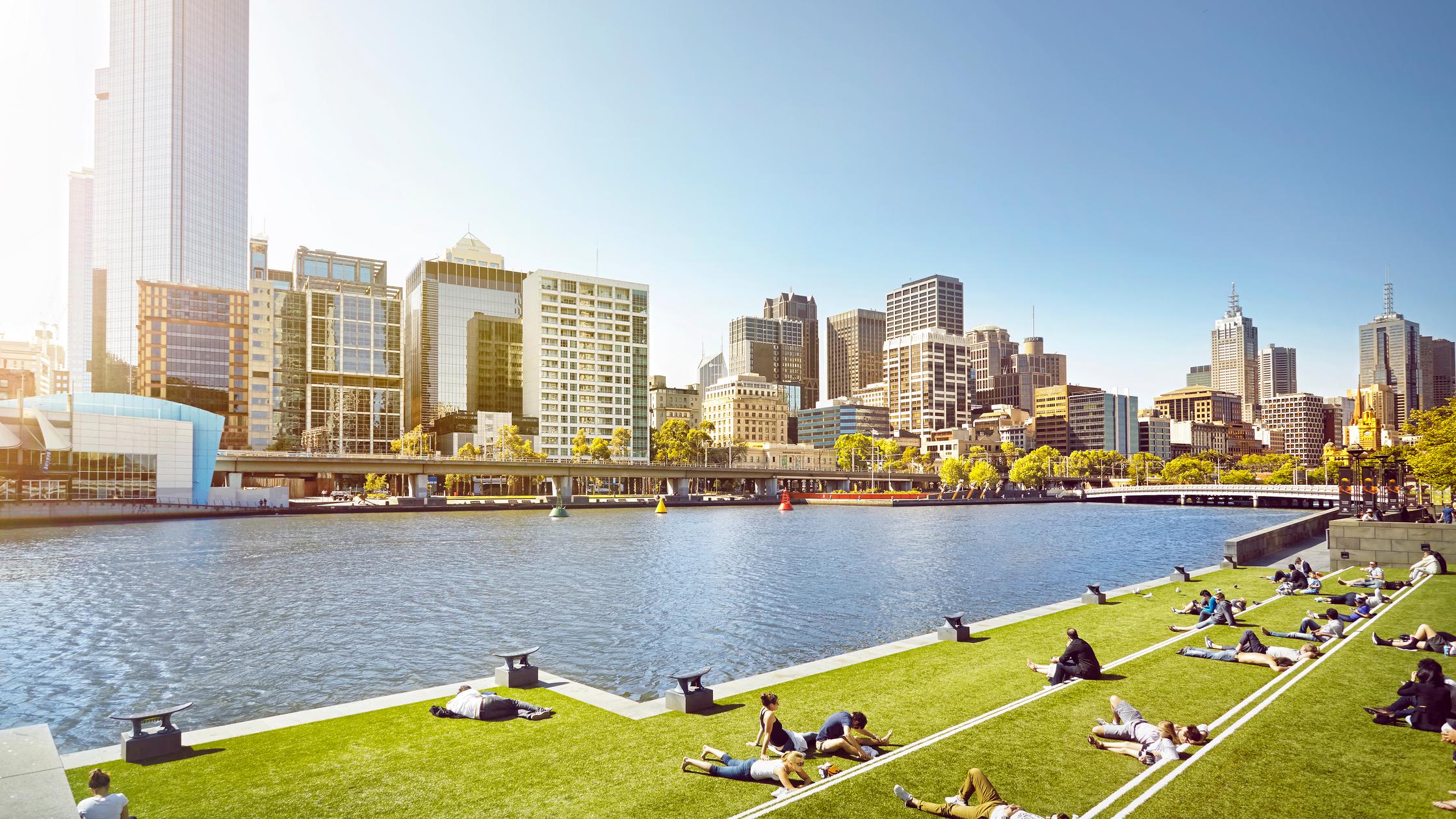 Built Environment - people sitting on grass