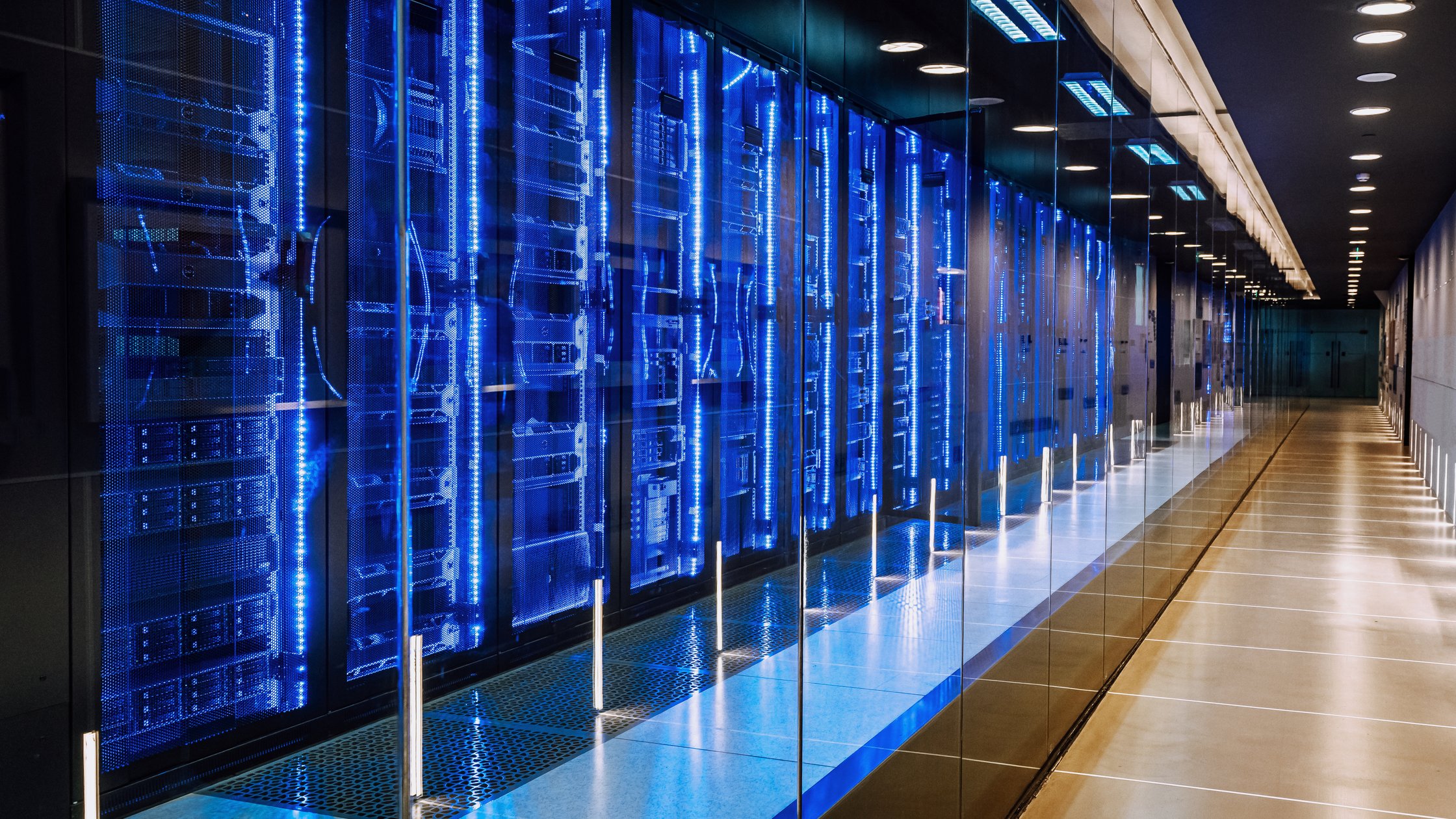 Data Center in server room with server racks